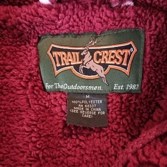 Trail Crest Fleece Hoodie M Nordic Snowflake Fair Isle Red White Sherpa Lined... - Picture 11 of 12